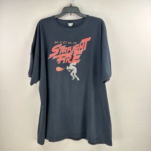 Kicks Straight‎ Fire Tshirt Mens 3XL Black Cotton Graphic Print Short Sleeve Tee